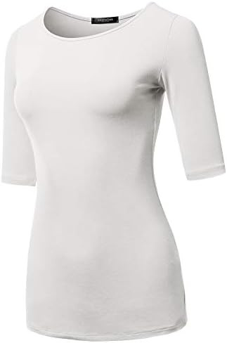 SSOULM Women's 1/2 Sleeve T-Shirt - Slim Fit Stretchy Crewneck Top | Amazon (US)