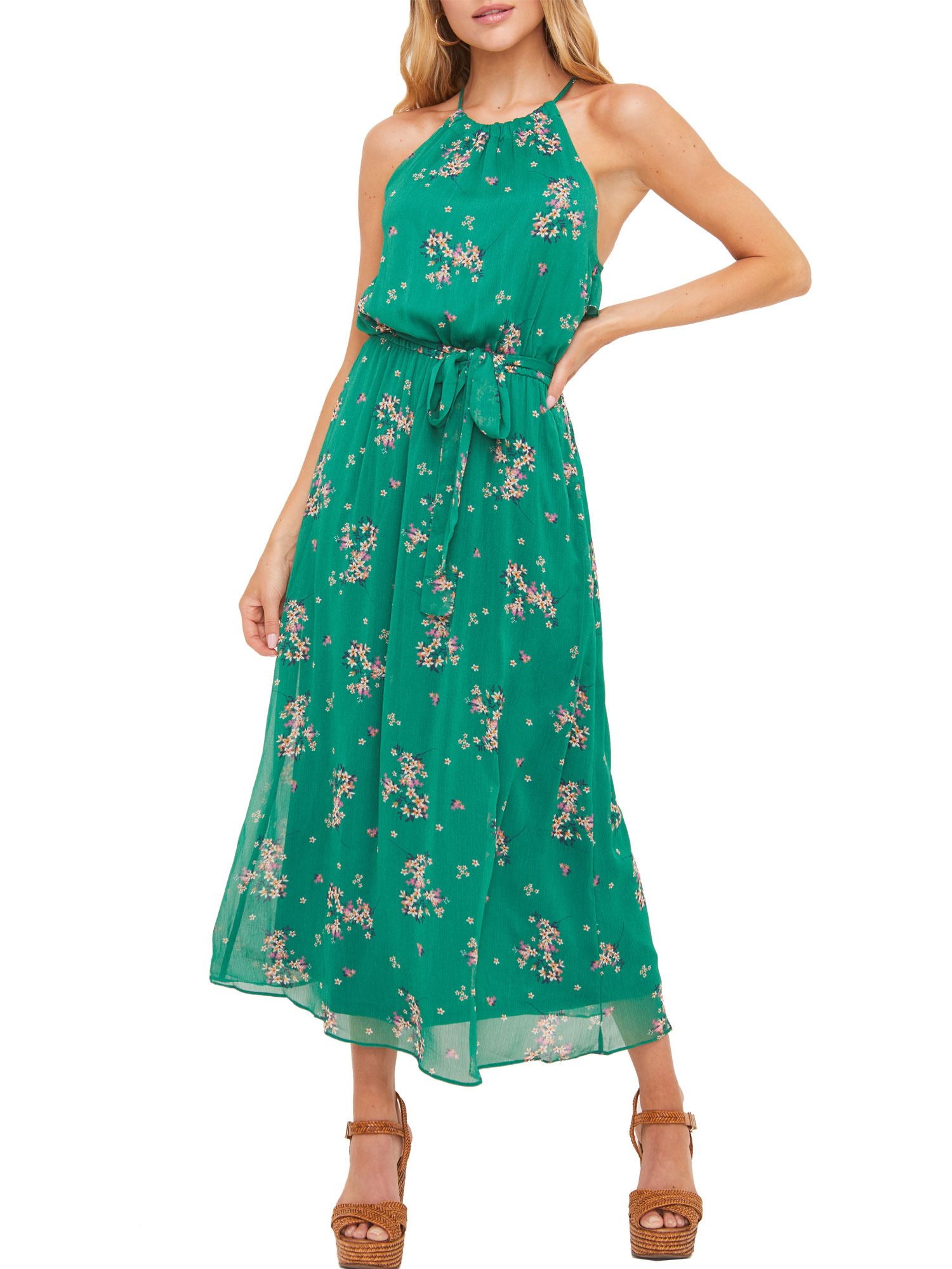 Lush Clothing Women's Halter Ruffle Back Maxi Dress | Walmart (US)