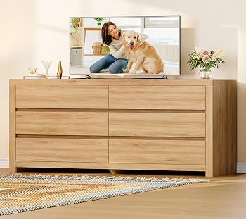 TEENFON 55" Dresser for Bedroom with 6 Drawers, Modern Dressers & Chests of Drawers with Metal Ha... | Amazon (US)