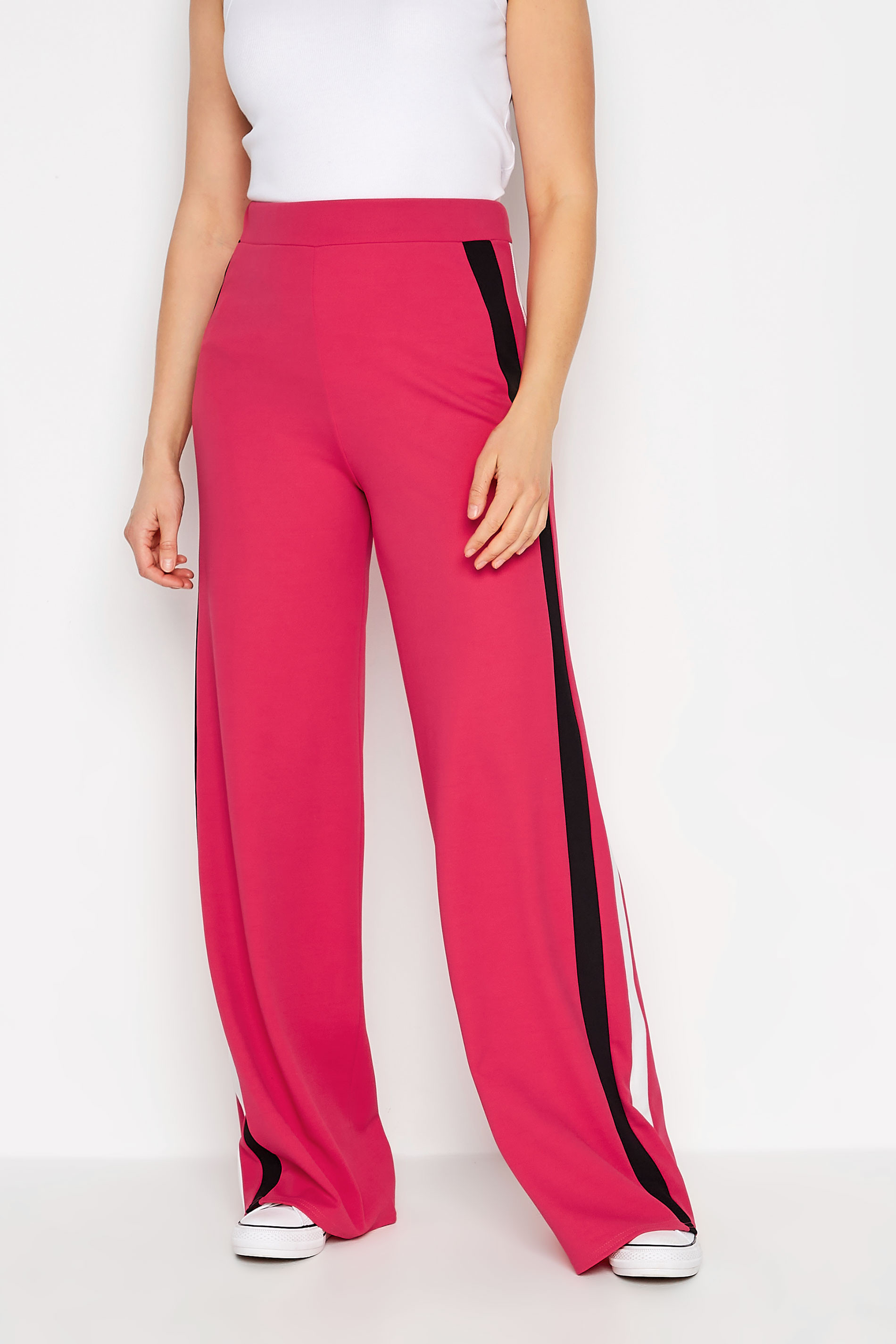 LTS Tall Pink Side Stripe Wide Leg Trousers | Long Tall Sally