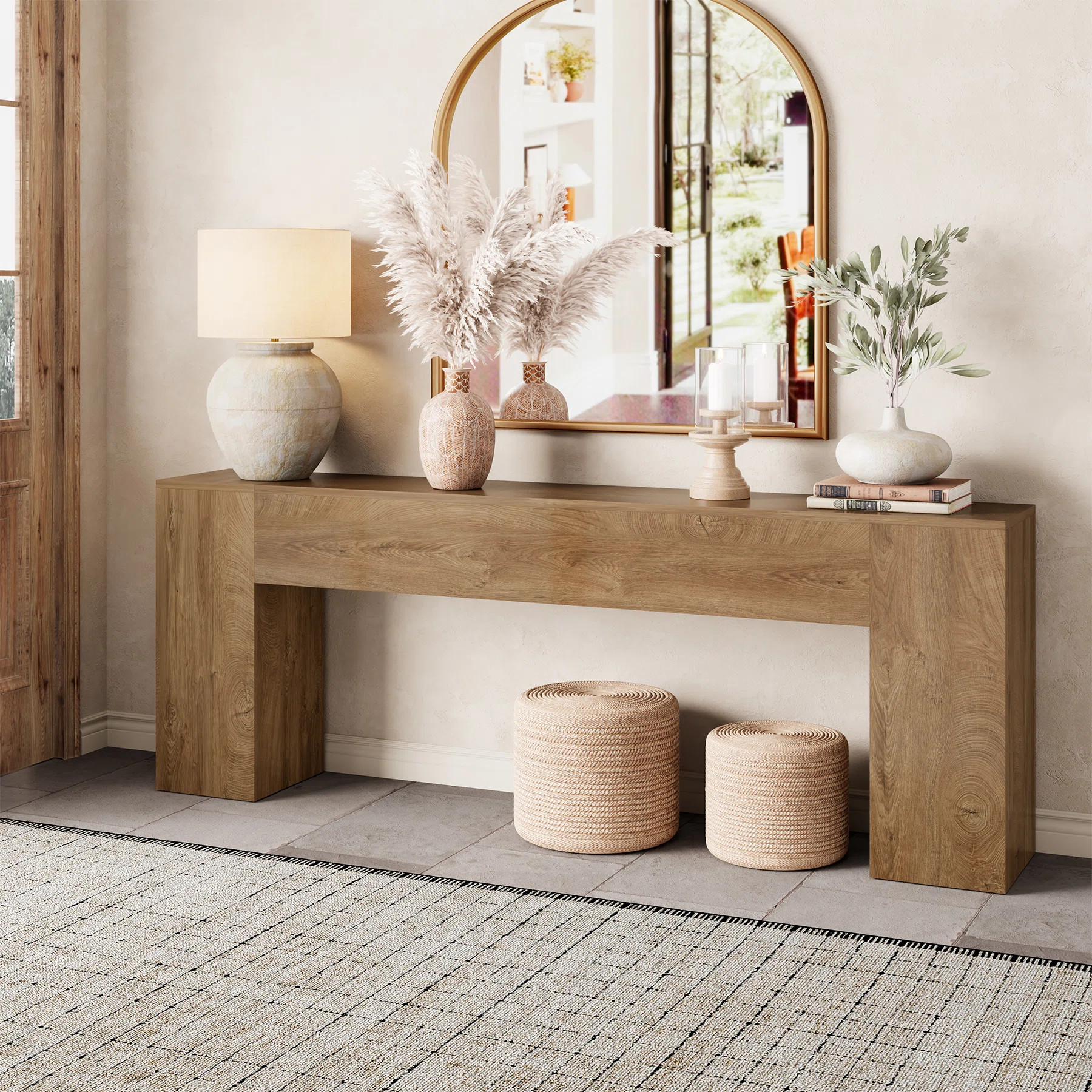 86-Inch Extra Long Console Table For Entryway, Wooden Behind Couch Table Narrow, Farmhouse Entran... | Wayfair North America