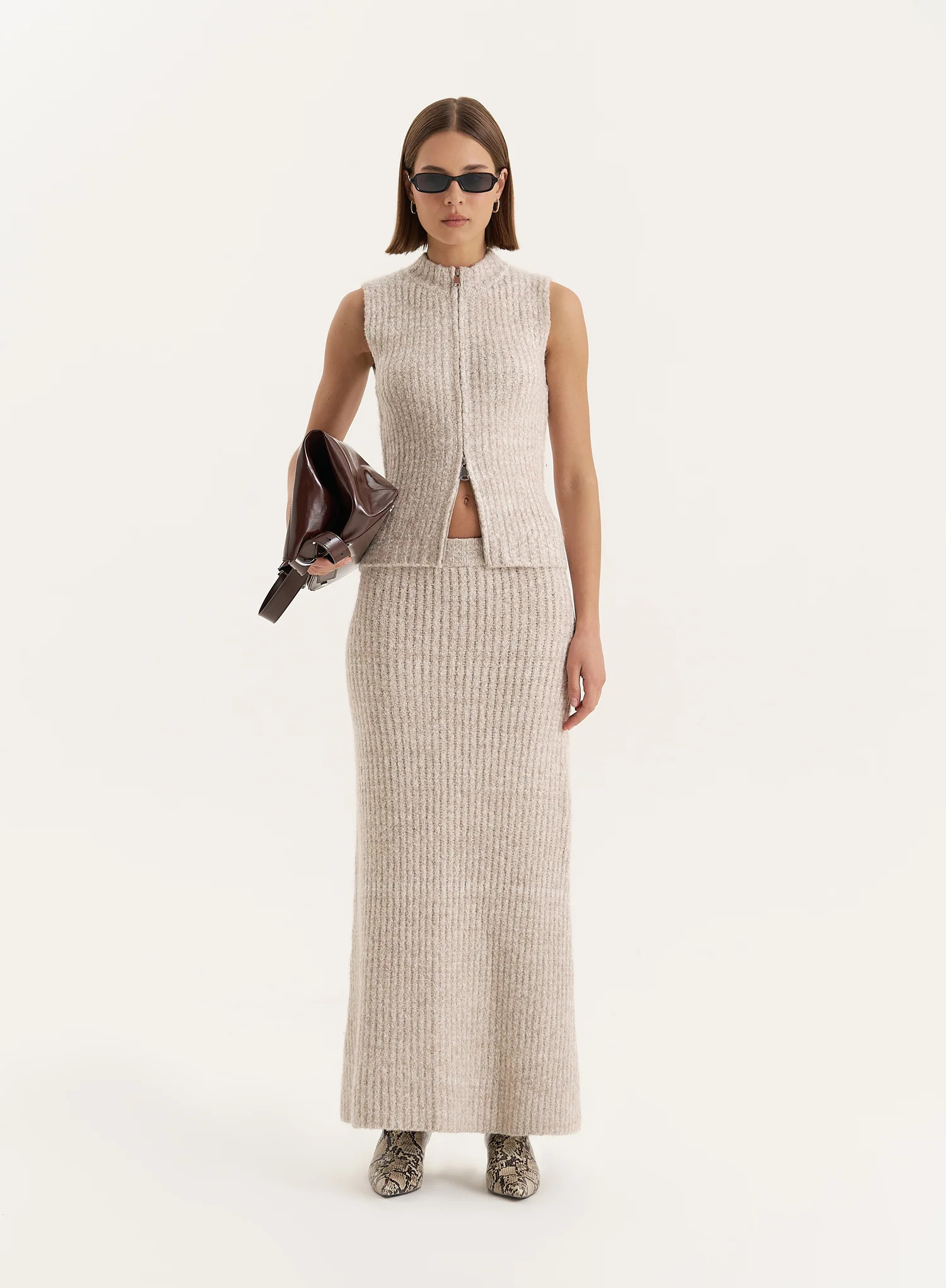 Camel Knitted Maxi Skirt- Brandy | 4th & Reckless