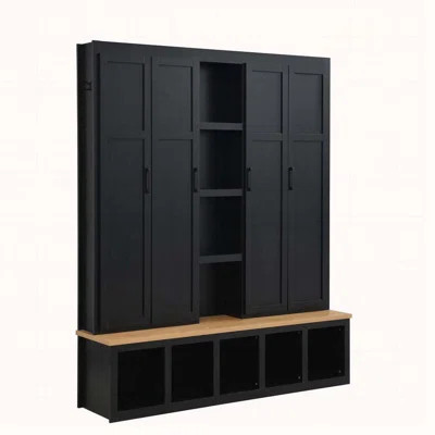 62.9"Wide Farmhouse Hall Tree with 6 Hooks, Open Compartments, Entryway Shoe Cabinet with Seating Bench for Living Room, Hallway | Wayfair North America