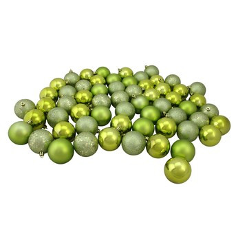 Northlight 60-Pack Green Ball Indoor Ornament Set Shatterproof | Lowe's