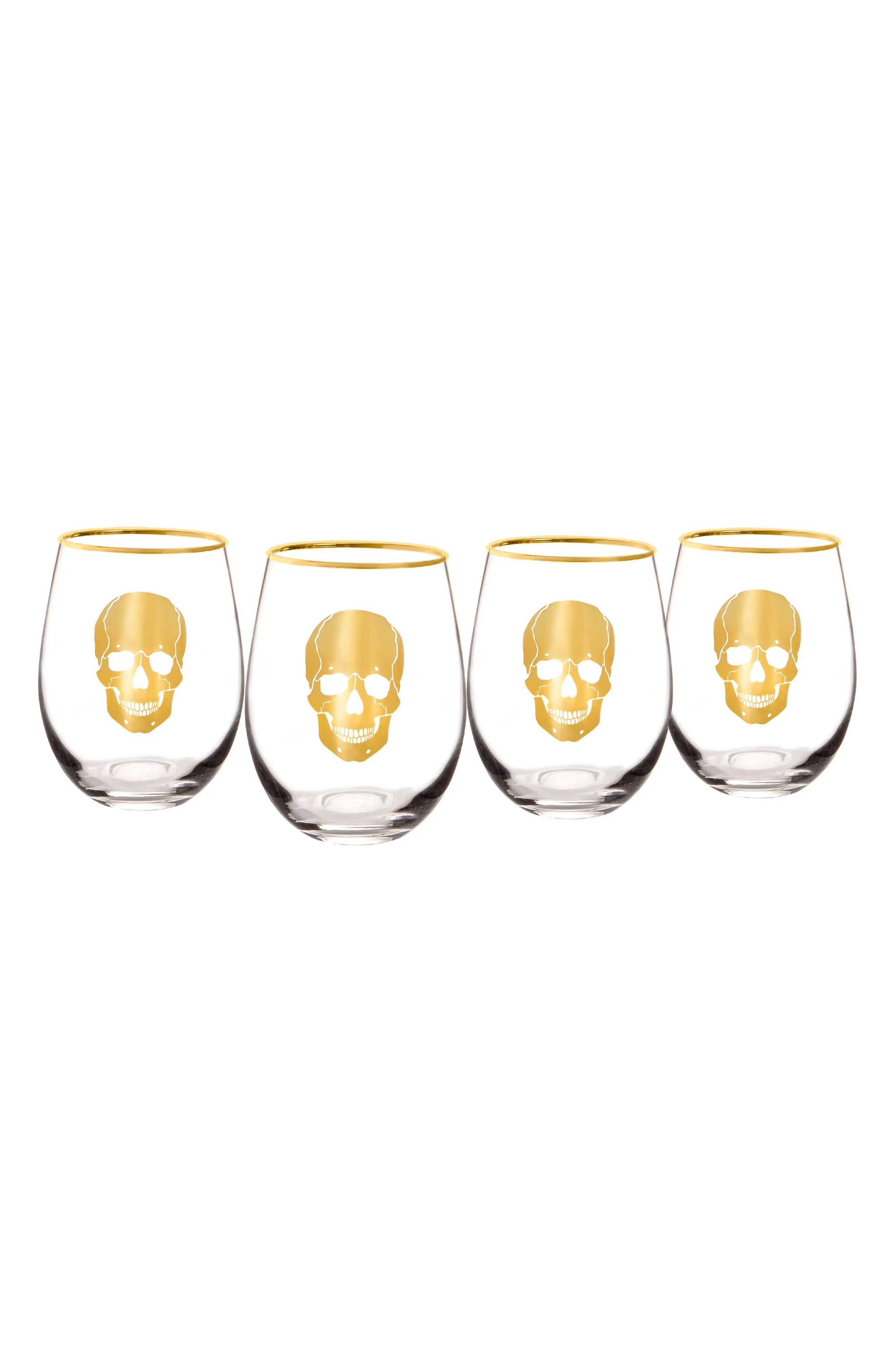 Skull Set of 4 Stemless Wine Glasses | Nordstrom