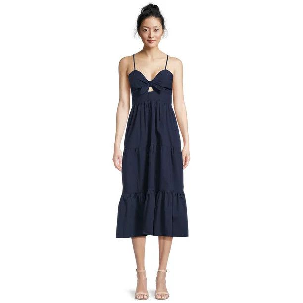 Time and Tru Women's Sleeveless Tie Bodice Midi Dress | Walmart (US)