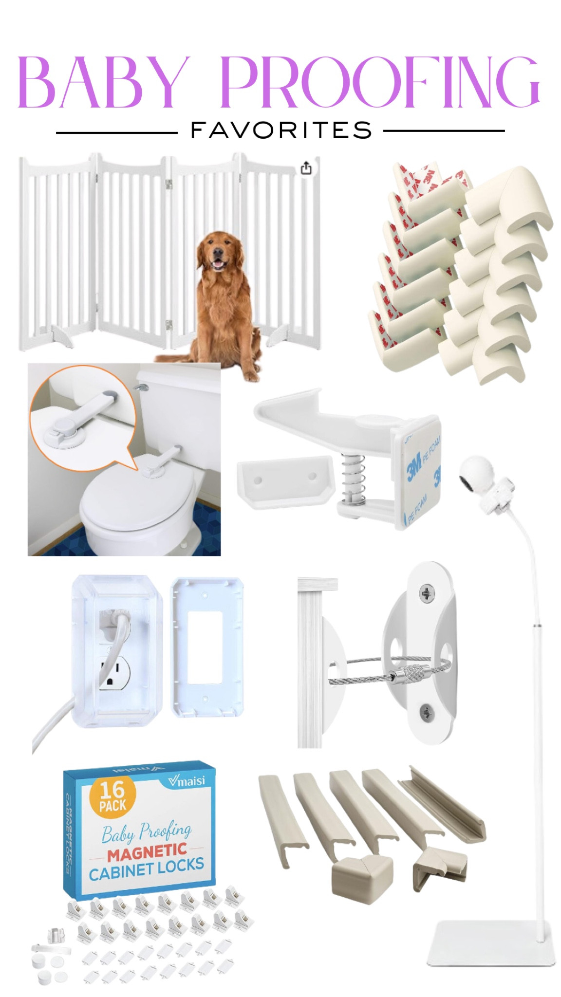 baby proofing, stair cover, fireplace cover, wall attachment, plug cover, monitor stand, cabinet locks, magnet cabinet lock

#LTKHoliday #LTKHome #LTKBaby