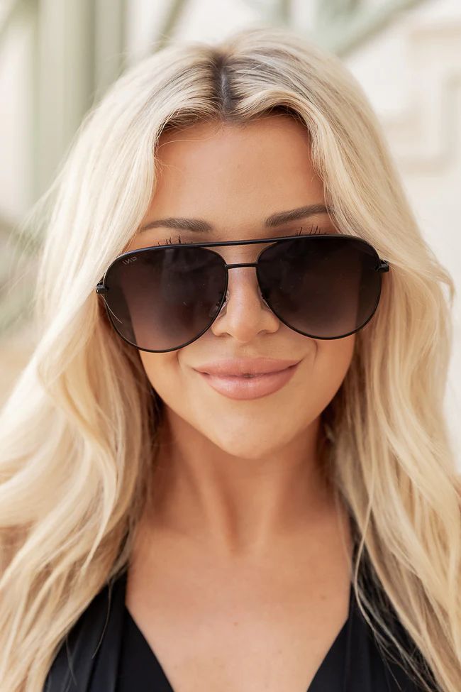 Time To Go Black Aviator Sunglasses | Pink Lily