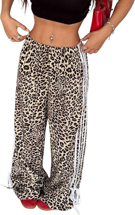 ZAFUL Womens Side Striped Baggy Pants Wide Leg Track Pants Streetwear | Amazon (US)