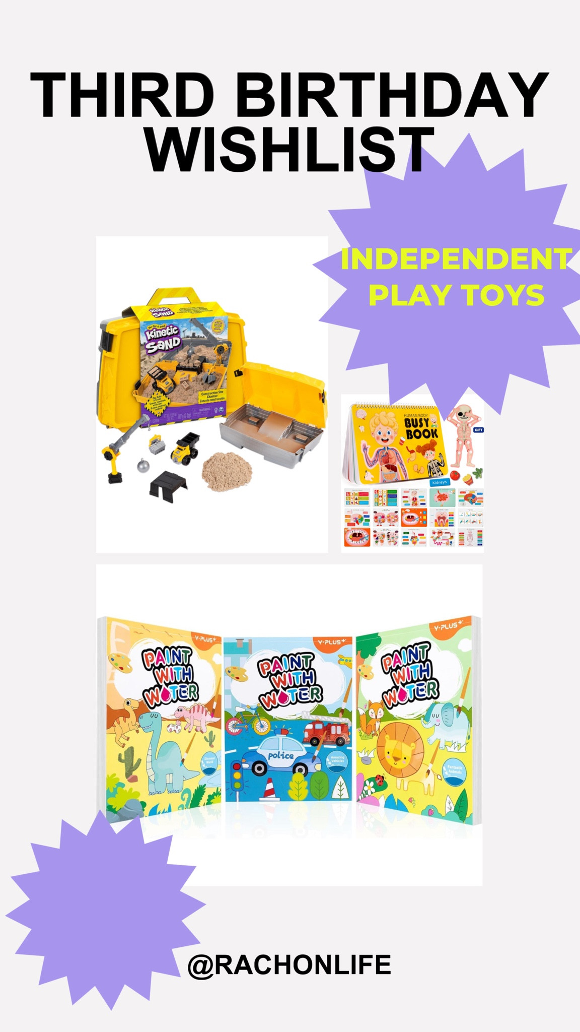 Independent play looks like a ton of things in our house. Kinetic sand is ALWAYS a must, and I’m excited to see how the kids do with the water paint and busy book  

#LTKFamily #LTKKids #LTKGiftGuide