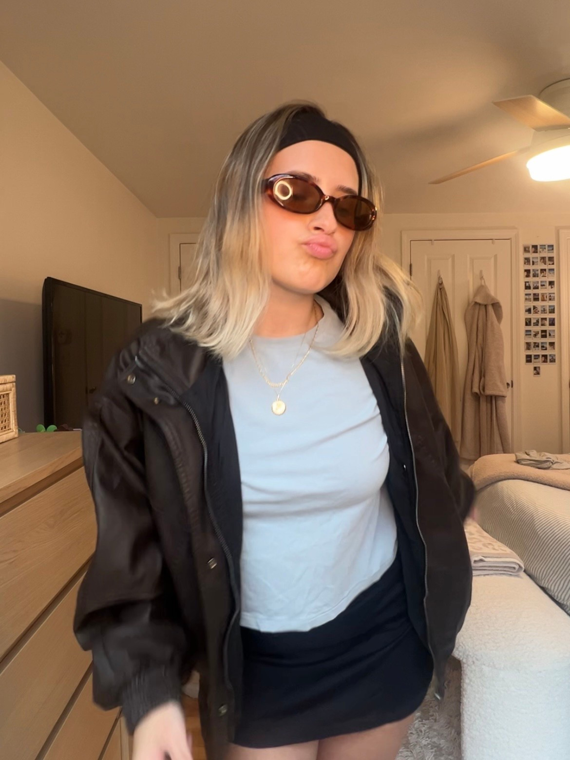 mini skirt ootd 🖤 not the same exact  jacket but similar! 