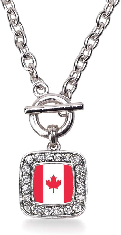 Inspired Silver - Silver Square Charm 18 Inch Necklace with Cubic Zirconia Jewelry | Amazon (US)