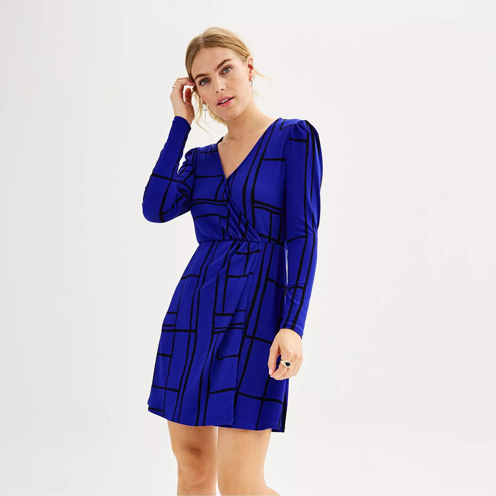 Women's Nine West Long Sleeve Wrap Midi Dress | Kohl's