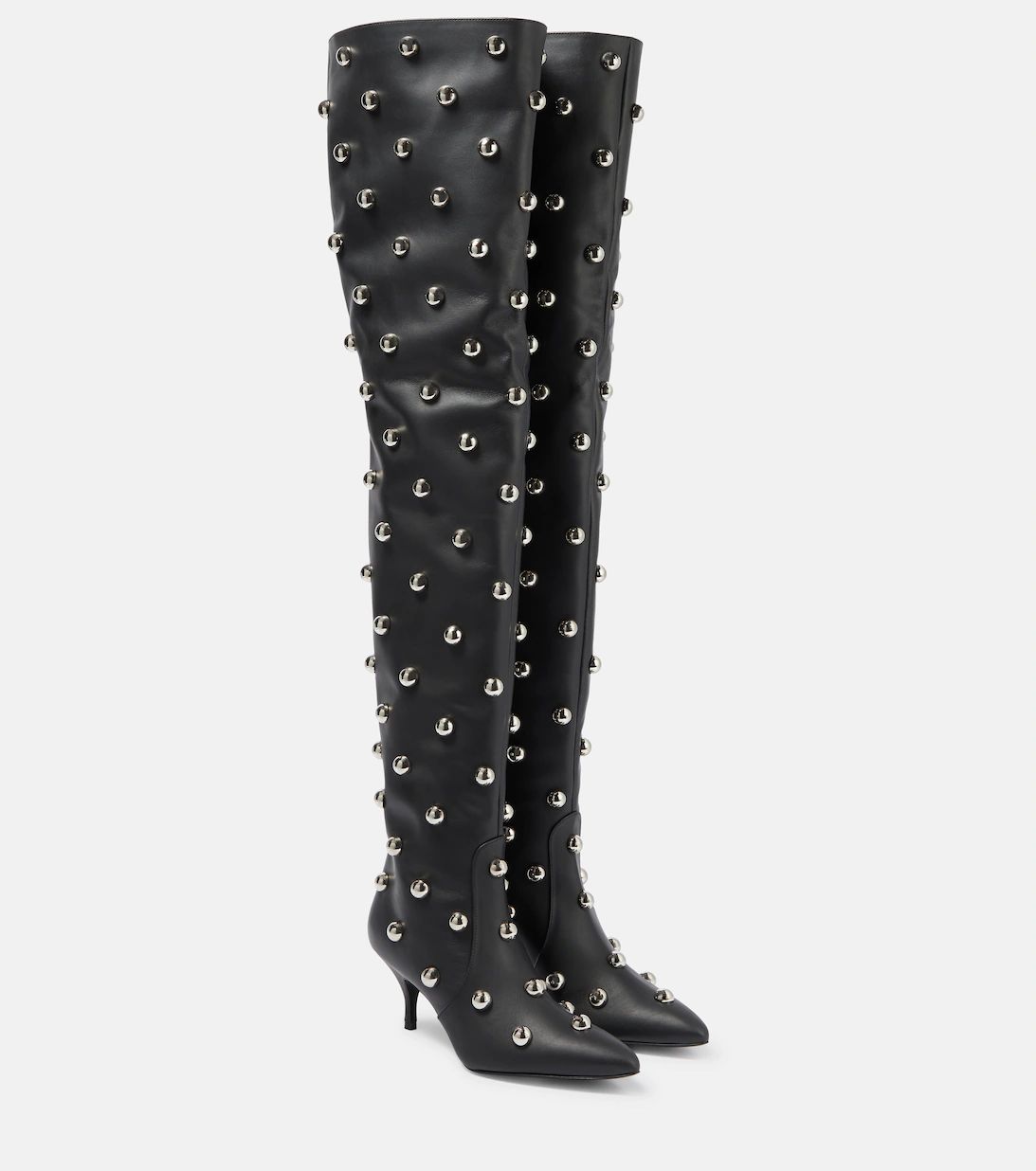 Embellished leather over the knee boots | Mytheresa (UK)
