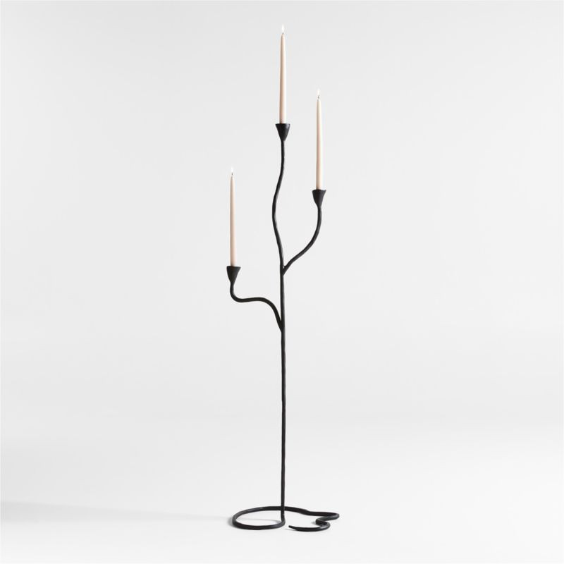 Sacré Black Metal Floor Taper Candle Holder by Athena Calderone | Crate & Barrel | Crate & Barrel