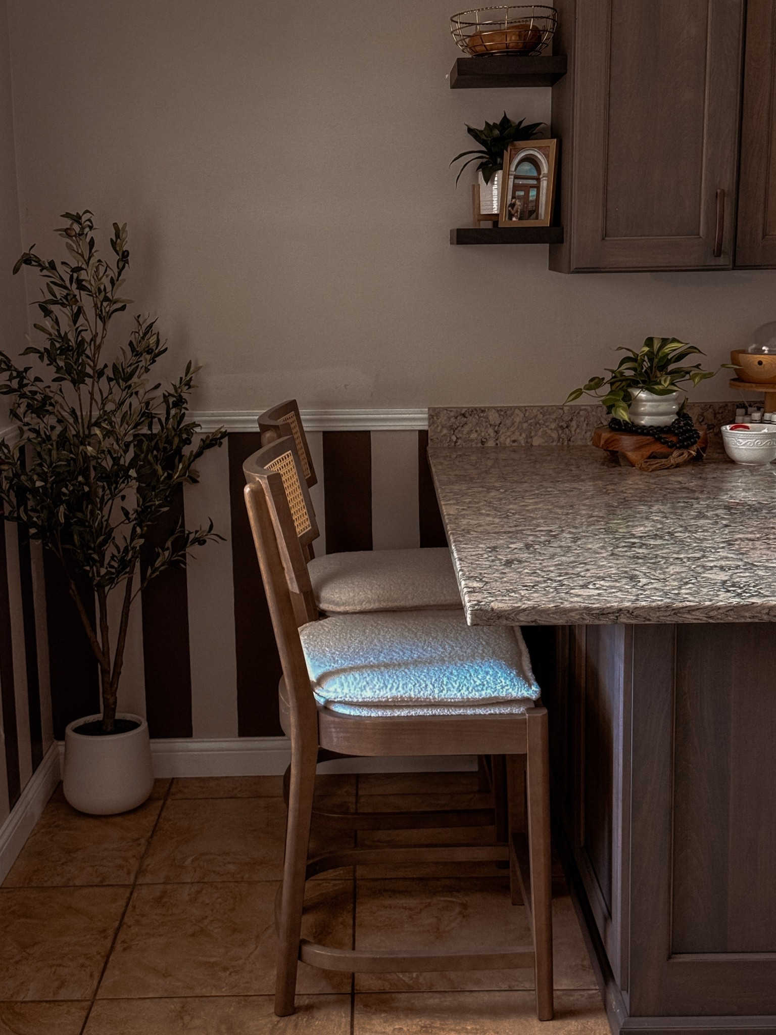 Walter Cane counter stools by Dayalane Furniture. Sturdy, wide seat room, removable chair pad and cover.