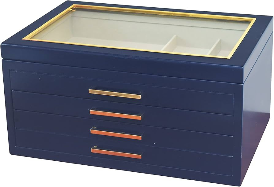 Large Contemporary Navy Jewelry Box | Amazon (US)