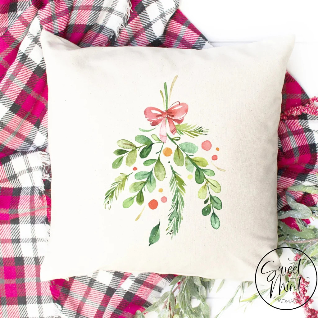 Mistletoe Pillow Cover - 16" x 16" | Sweet Mint Handmade Goods