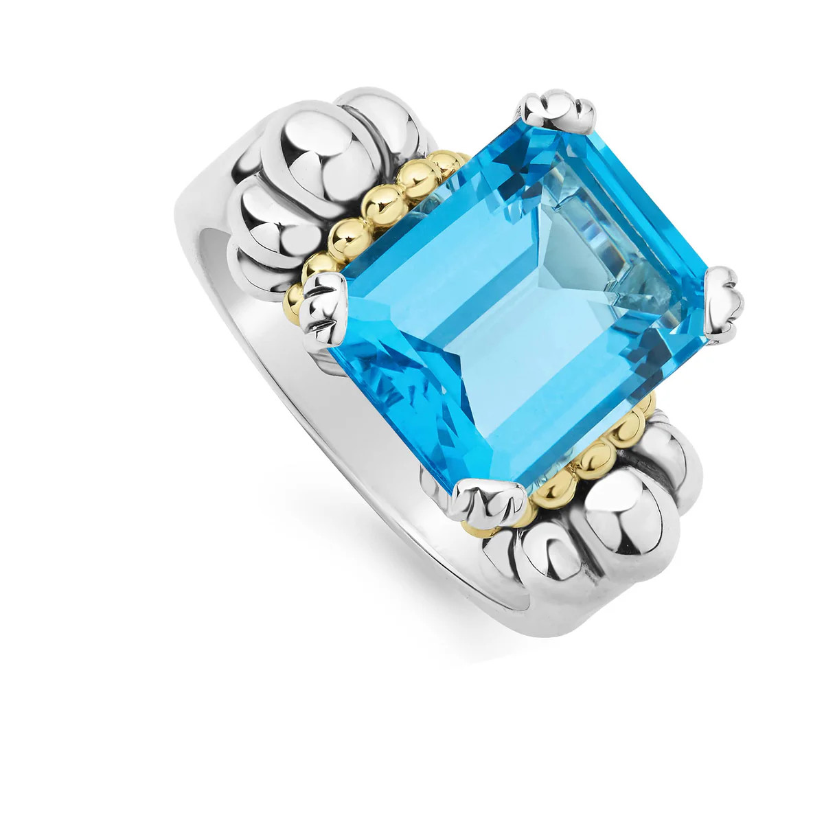 Medium Emerald-Cut Swiss Blue Topaz Ring | LAGOS