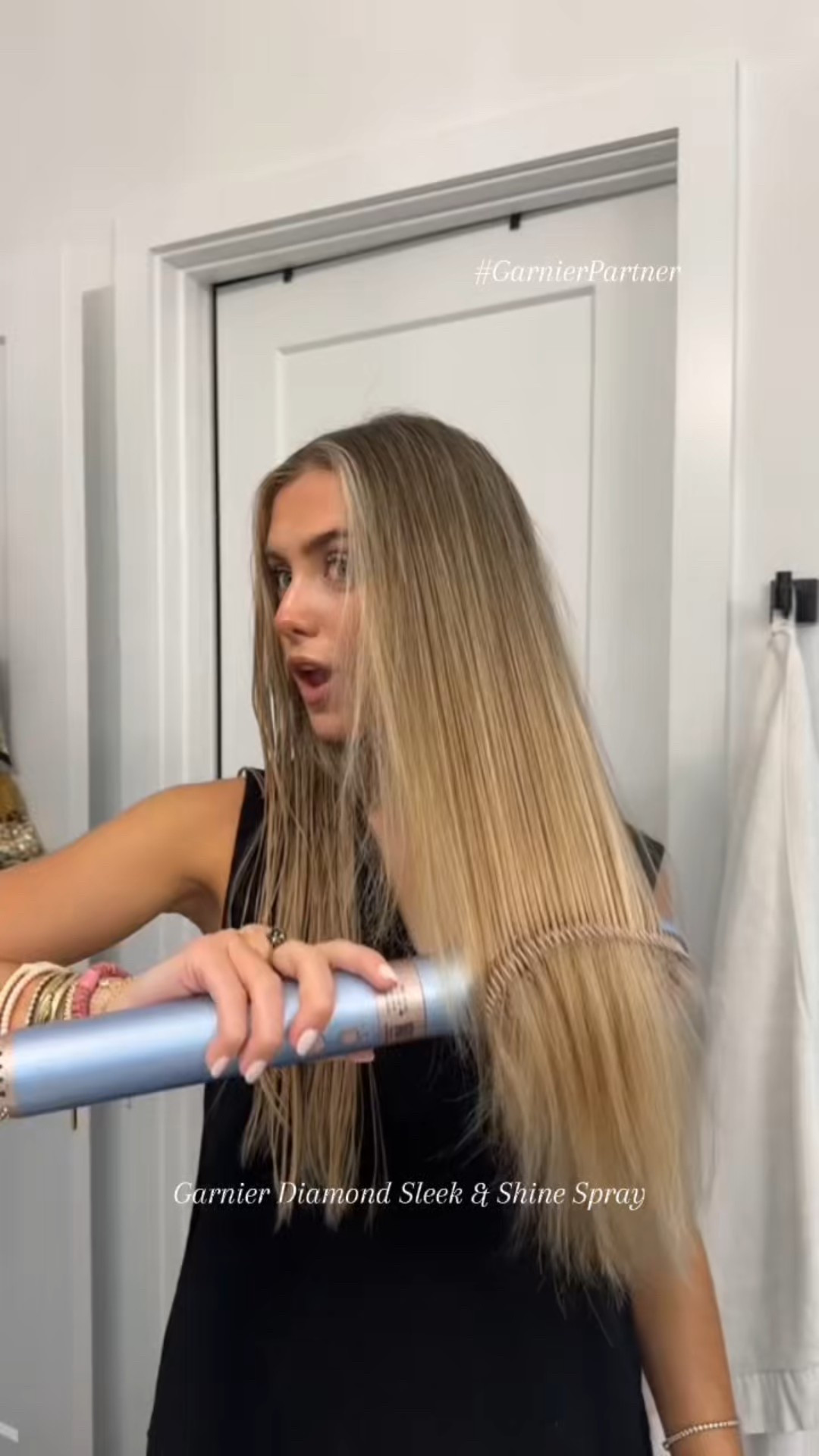 ONLY ON TIKTOKSHOP RIGHT NOW | only half way through the hair and you can already see the insane shine that the @garnierusa Diamond Sleek & Shine Spray gives the hair 👏 this spray goes in damp hair post shower and is heat activated giving the hair up to 100 hours of frizz free sleek, diamond like shine, and heat protection. The shine alone is crazy! It has a really nice fruity smell and feels very lightweight on the hair too

#garnierpartner #shinespray #diamondsleek #haircare #heatprotector 


#LTKgrwm #LTKFindsUnder50 #LTKBeauty
