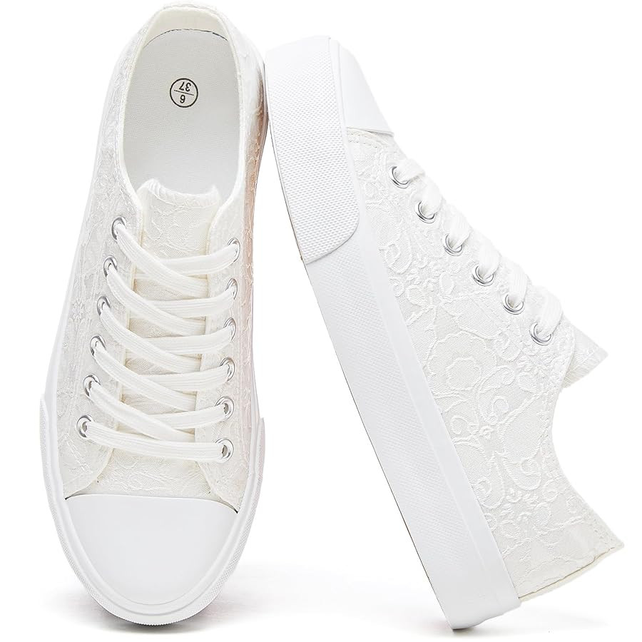 yageyan Womens White Tennis Shoes Low top Canvas Sneakers Women Fashion Shoes for Walking Casual ... | Amazon (US)