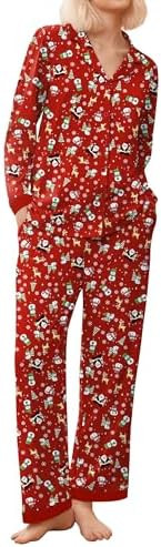 Ekouaer Pajamas for Women Set Long Sleeve Loungewear Soft Button Down Lounge Sets with Pockets Ni... | Amazon (US)