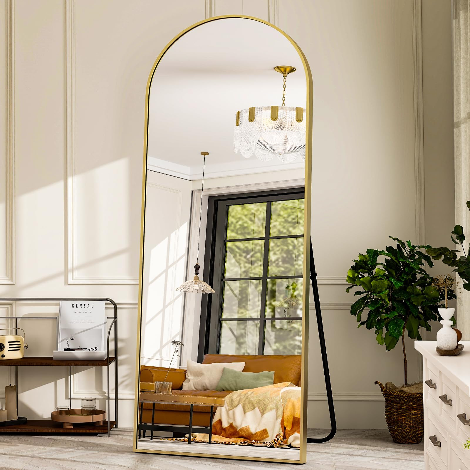 GLSLAND 26" x 71" Arched Full Length Mirror - Gold Full Body Mirror - Extra Large Floor Mirrors f... | Amazon (US)