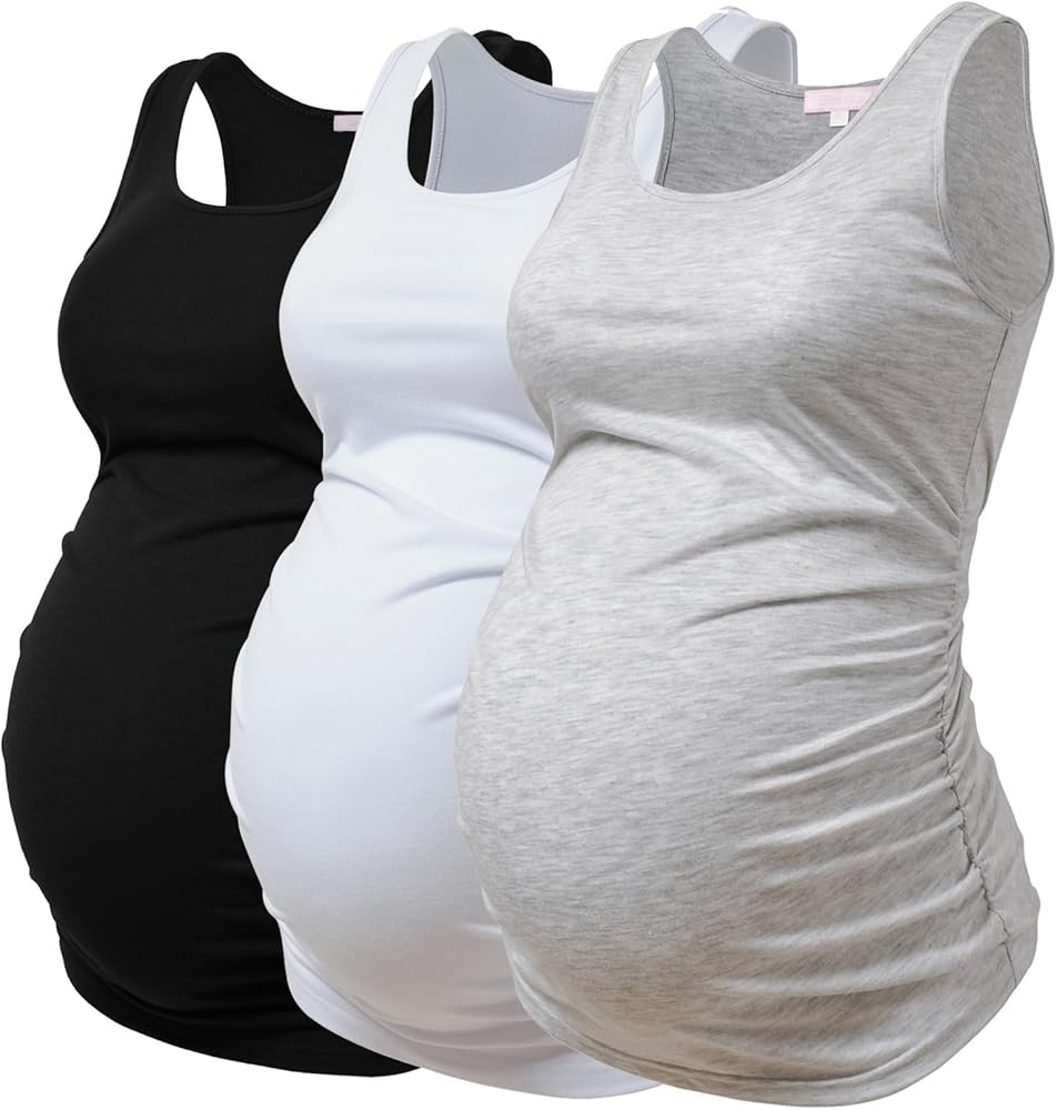 BHOME Maternity Tank Tops for Women Ruched Sleeveless Basic Tops Layering Maternity Shirt Vest Pr... | Amazon (US)