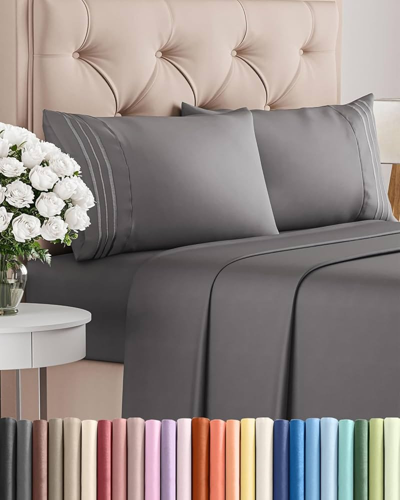 Queen Size 4 Piece Sheet Set - Comfy Breathable & Cooling Sheets - Hotel Luxury Bed Sheets for Wo... | Amazon (US)