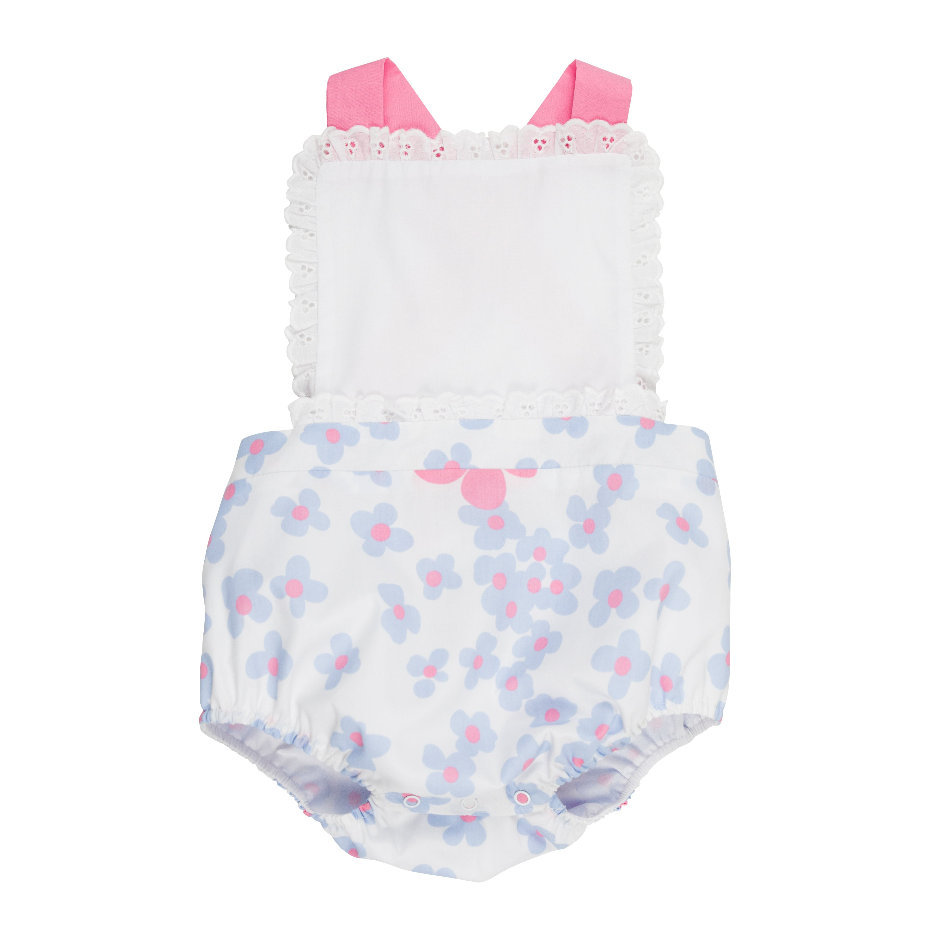 Sally Sunsuit - Brentwood Blooms with Hamptons Hot Pink & Worth Avenue White Eyelet | The Beaufort Bonnet Company