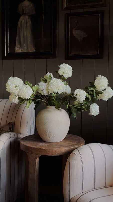 Afloral faux snowball hydrangeas in white, white hydrangaes, faux florals, faux stems