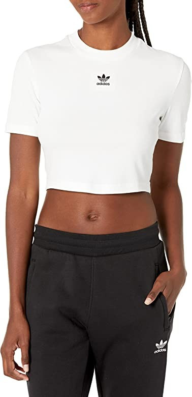 adidas Originals Women's Adicolor Essentials Rib Cropped Tee | Amazon (US)