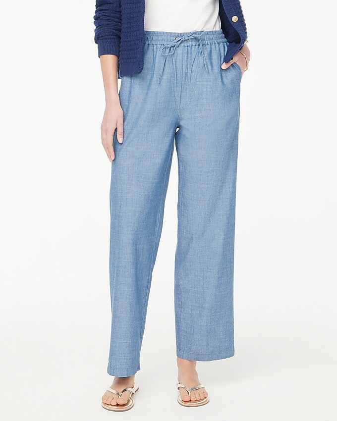 Chambray slim wide-leg drawstring pant | J.Crew Factory