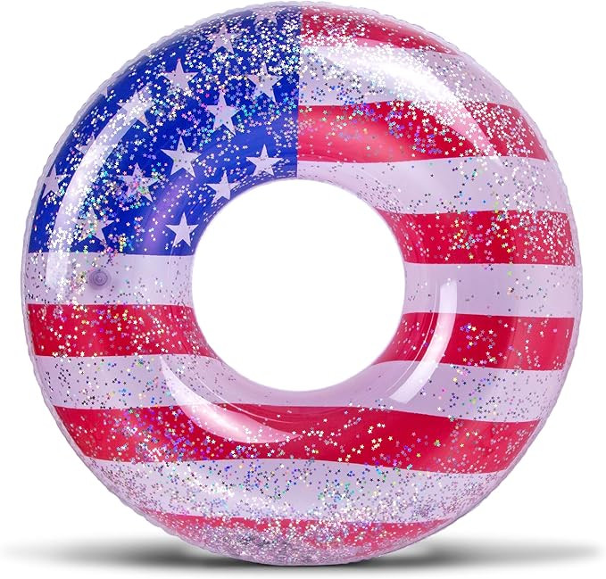 POZA Inflatable USA Pool Float - Luxurious Fun Lounger Filled with Sparkle Silver Stars Confetti,... | Amazon (US)