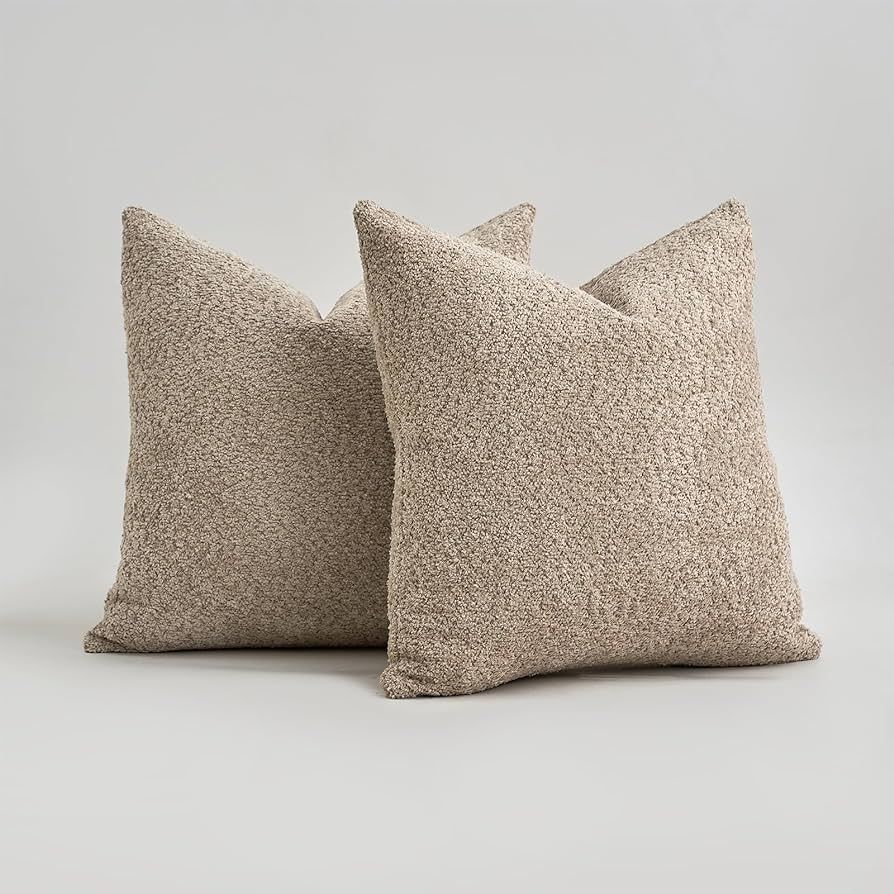 Pillow Covers 24x24 Neutral Pillow Covers Textured Chenille Throw Pillows Set of 2 Farmhouse Thro... | Amazon (US)