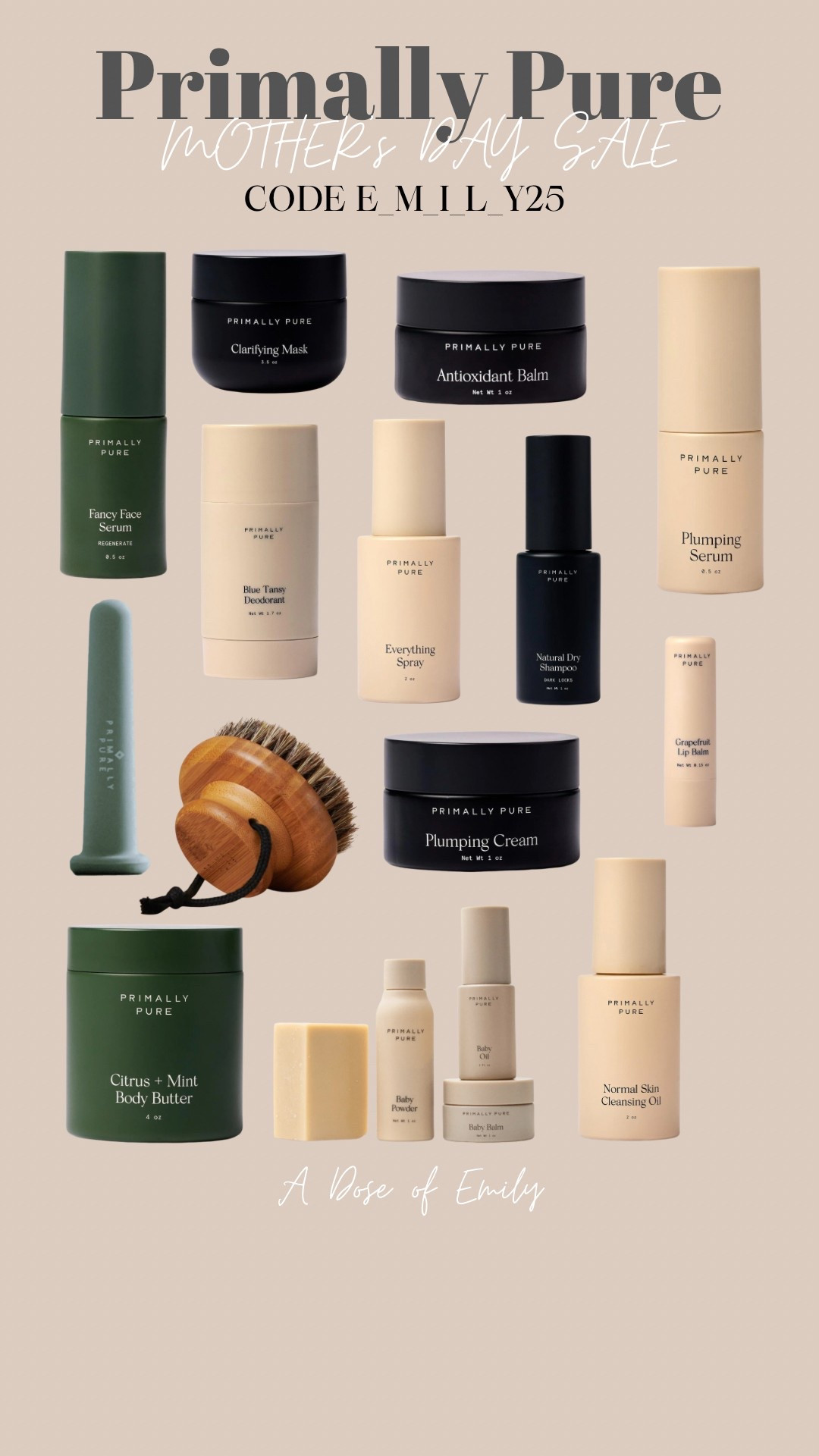 Primally Pure sale! 25% off with code E_M_I_L_Y25 

Nontoxic skincare 

#LTKBeauty #LTKFindsUnder50 #LTKFindsUnder100