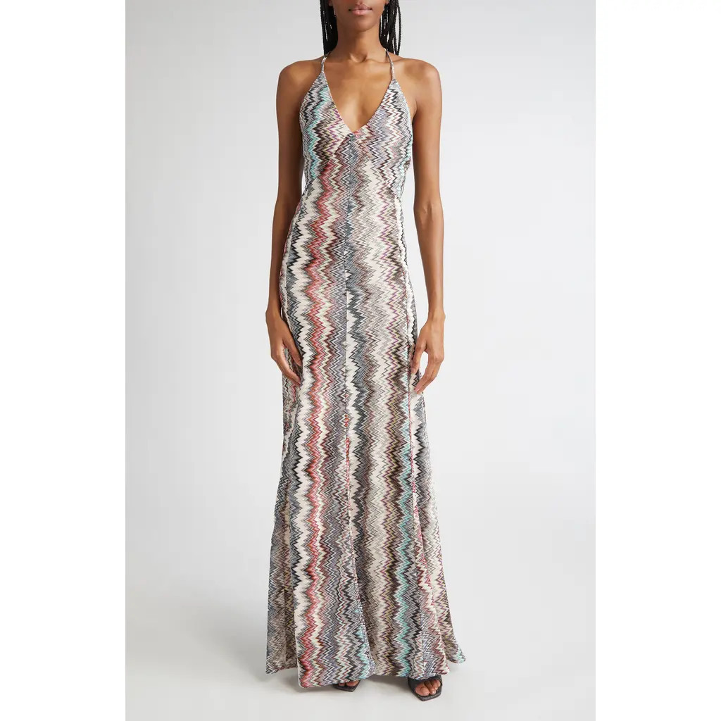 Missoni Zigzag Stripe Knit Maxi Dress in Multi White Blue Brown at Nordstrom, Size 4 Us | Nordstrom