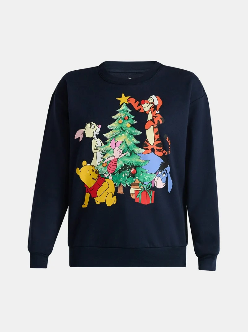 Disney Women’s Winnie The Pooh Christmas Light-Up Fleece Sweatshirt, Sizes XXS-2XL | Walmart (US)