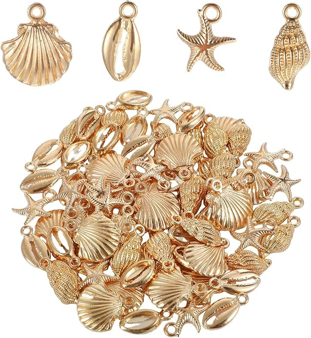 80pcs Metal Pendant Charms,Shell Starfish Conch Charms Alloy Ocean, Starfish Charm, Pendants Sea ... | Amazon (US)