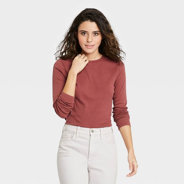 Women's Long Sleeve Slim Fit Rib T-Shirt - Universal Thread™ | Target