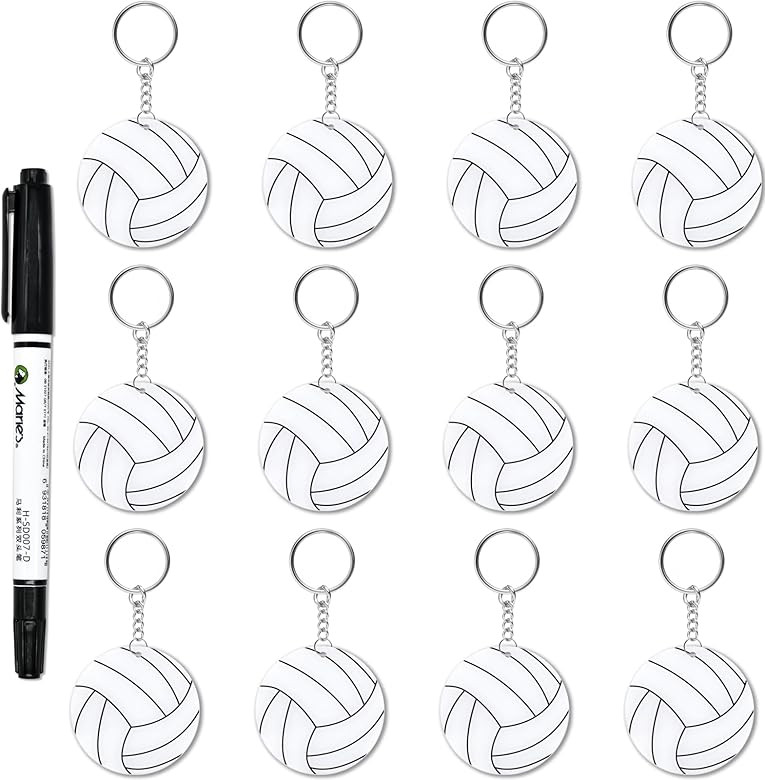 12 Pcs Volleyball Acrylic Keychain bulk with 1 Black Marker for DIY Sports Party Favor | Amazon (US)