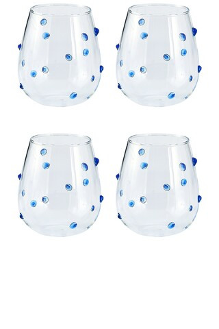 Chefanie Stemless Blue Dot Glasses from Revolve.com | Revolve Clothing (Global)