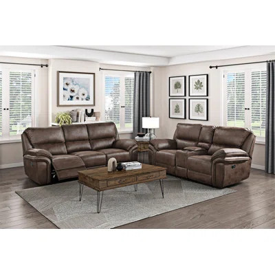 Plush Sofa Set 2Pc Reclining Sofa And Loveseat Microfiber Upholstery Solid Wood Frame Furniture | Wayfair North America