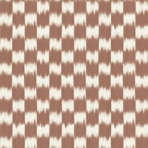 Checkered Ikat - Mocha Mousse - Pantone Color of the Year 2025 Wallpaper bydanika_herrick | Spoonflower