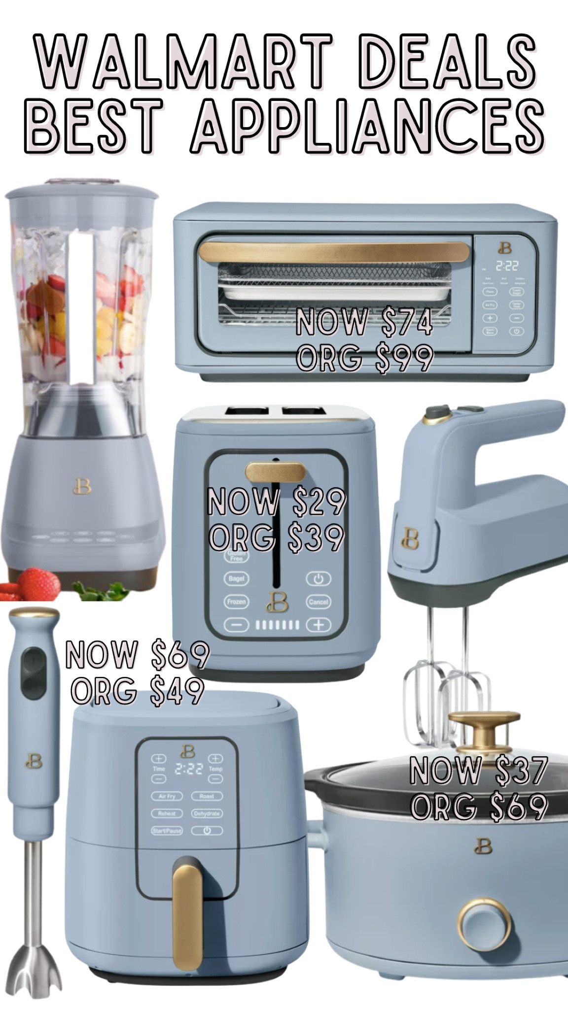 Walmart deals / beautiful kitchen appliances on sale / cornflower blue toaster / 8qt slow cooker 

#LTKFindsUnder100 #LTKHome