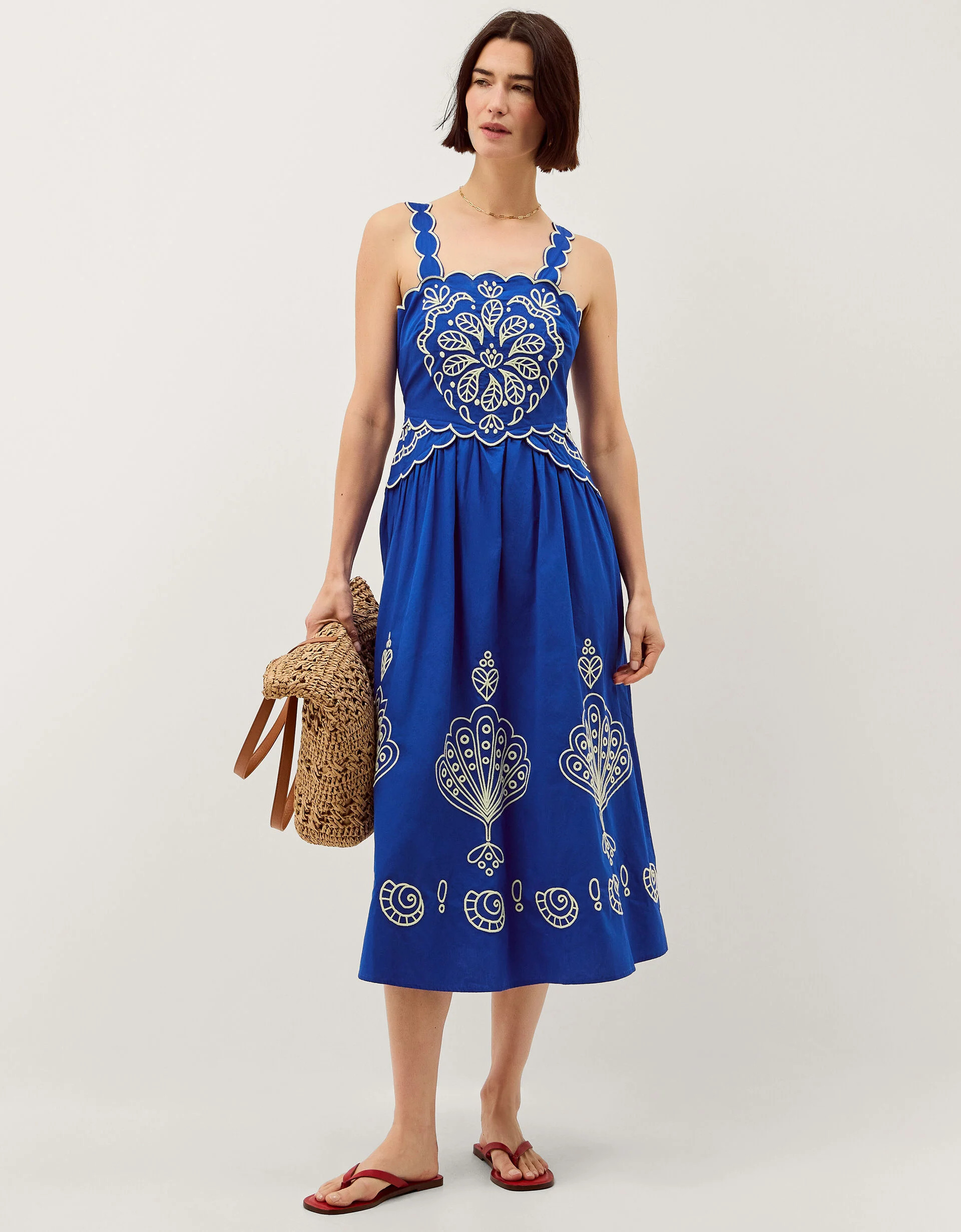 Keira Embroidered Midi Dress Blue | Monsoon (UK)