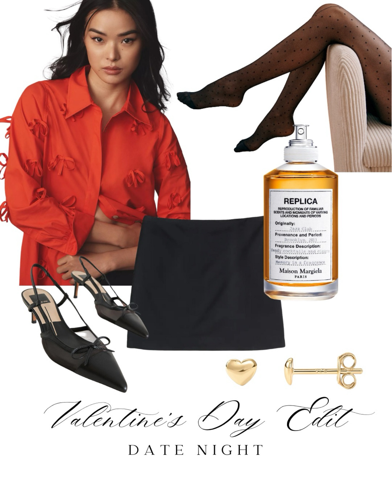 Another chic date night look for Valentines Day! The details are so good, from the bows on the blouse to the polka dots on the tights. 

#LTKStyleTip #LTKSeasonal