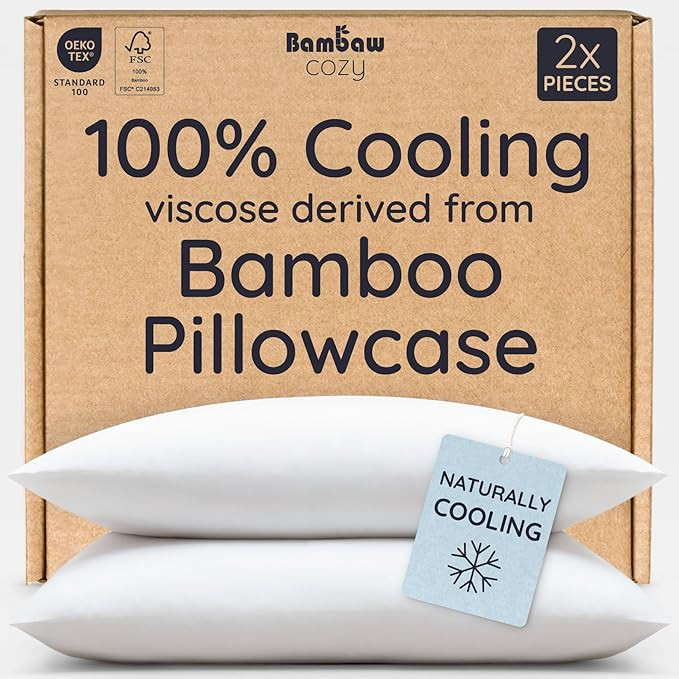 Bambaw 100% Viscose Derived from Bamboo Pillowcase Standard Size – Set of 2 Cooling Pillow Case... | Amazon (US)