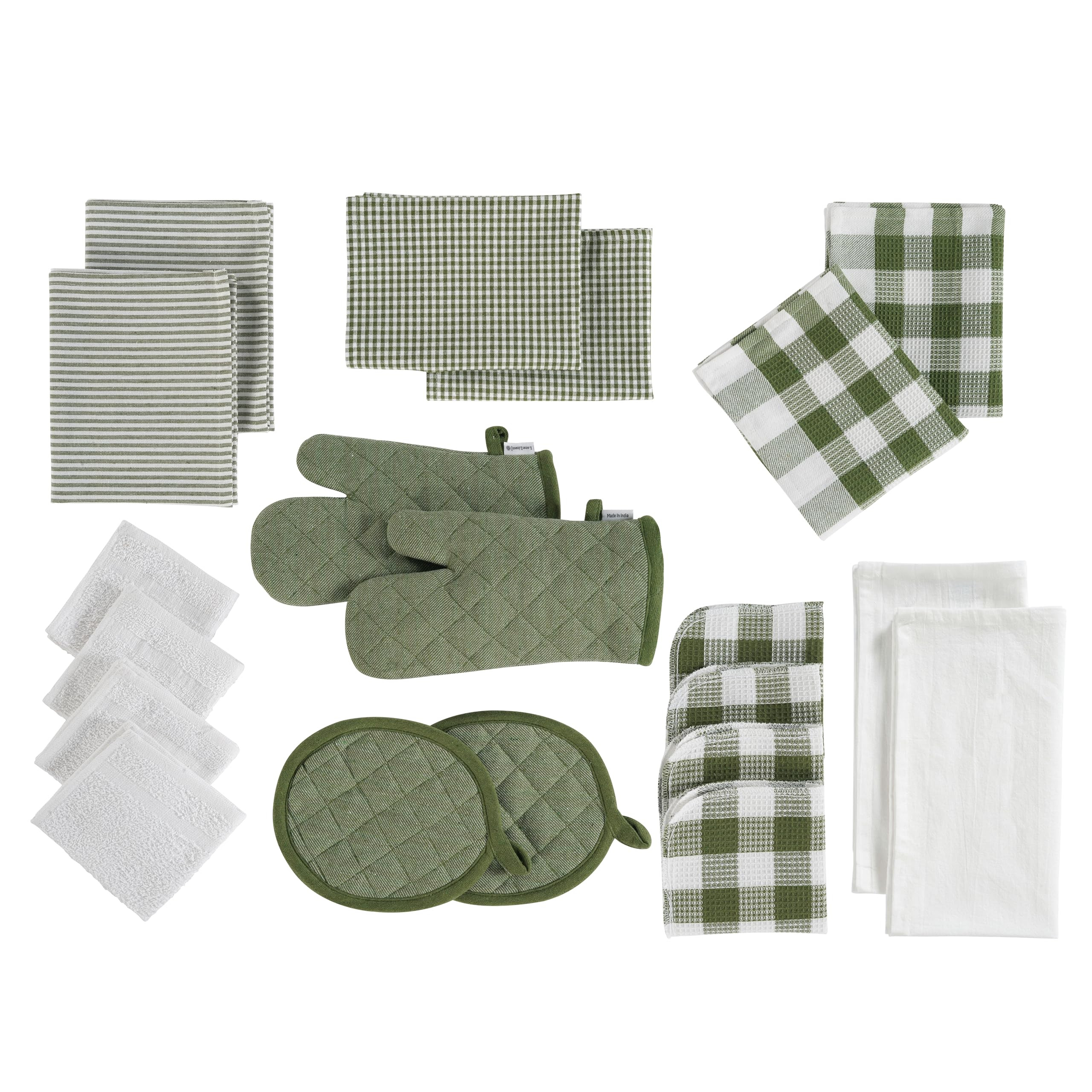 LANE LINEN Dish Towel and Dishcloth Set - 20 Pc Cotton Towels, Heat Resistant Kitchen Mitts and P... | Amazon (US)
