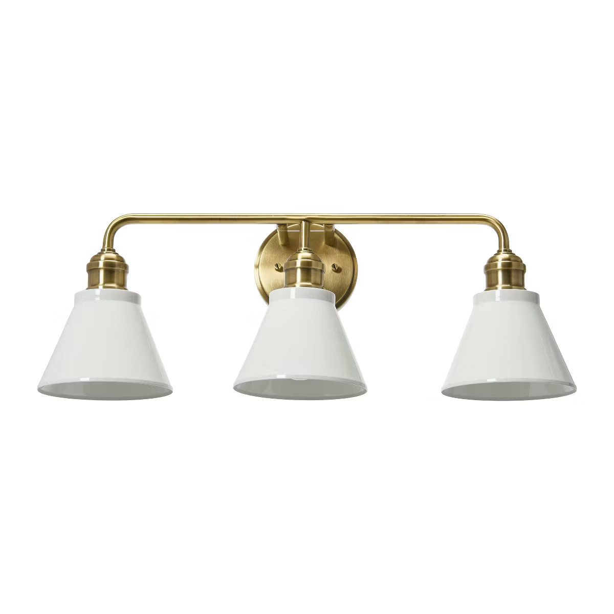 Robert Stevenson Lighting Josie Metal 3-Light Vanity Light with Shades White and Antique Brass: E... | Target